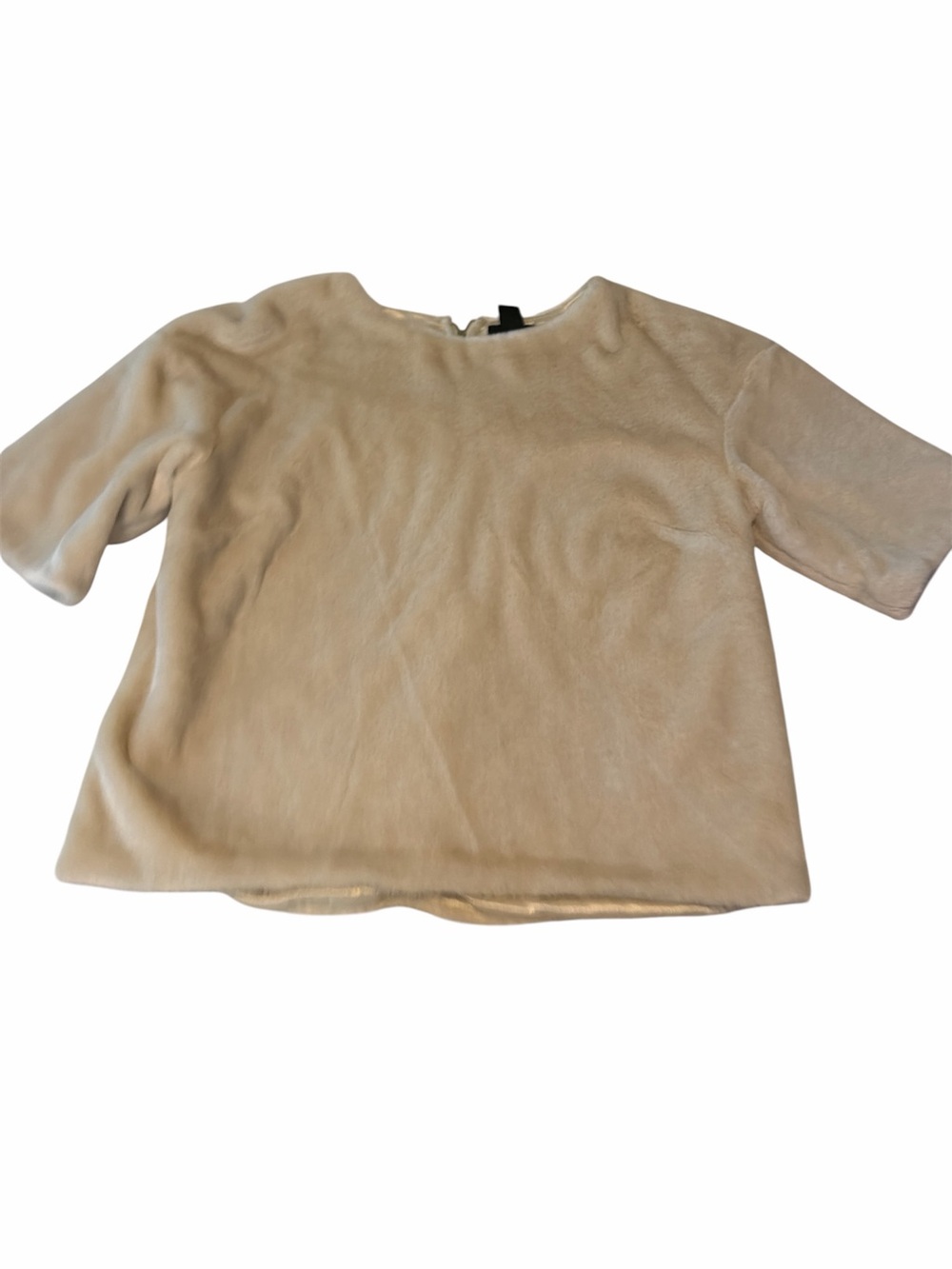 H&M Cream Faux Fur Zip-Front Top